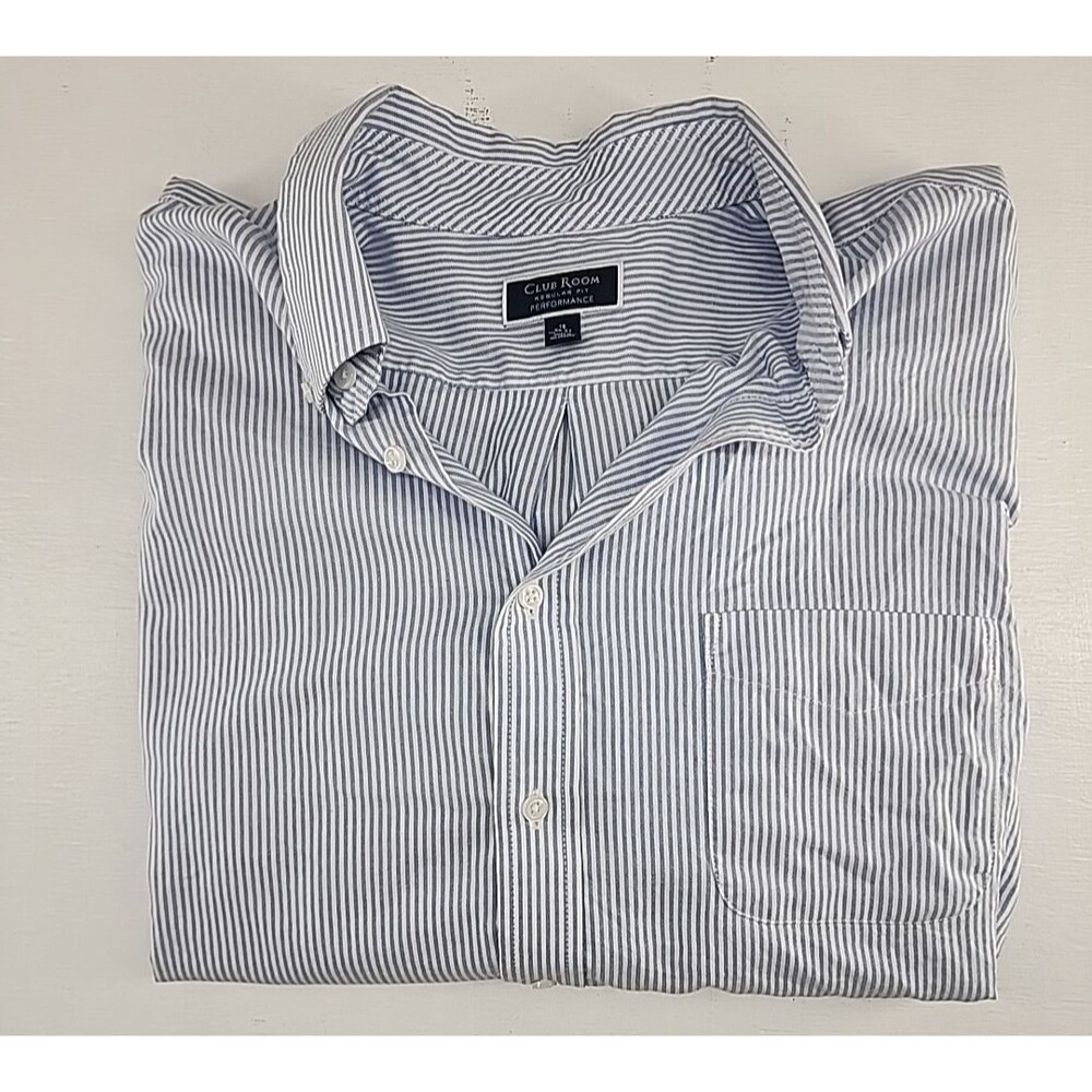 Cotton Preppy Business Office Striped Dress Shirt |‎ Club Room Sz 18 36-37